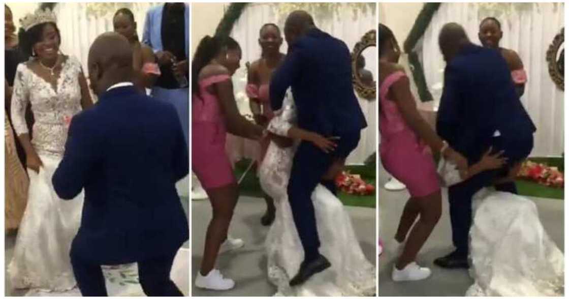 Wedding drama, groom jumps on bride, wedding video Wedding drama, groom jumps on bride, wedding video