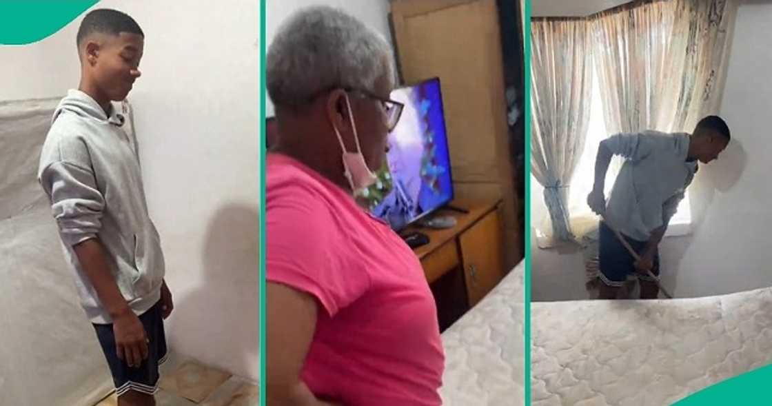 Grandma makes grandson work during holidays Grandma makes grandson work during holidays