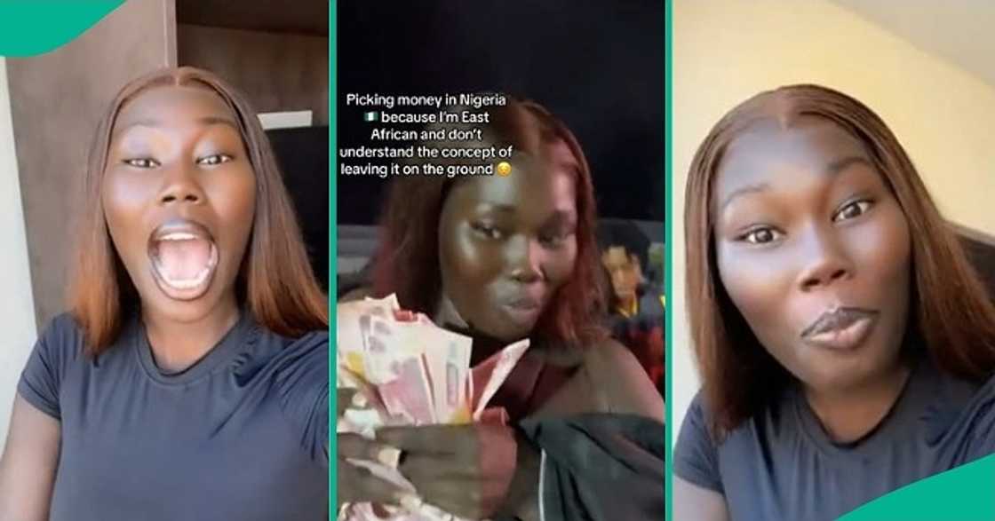 Lady from East Africa happily picks money