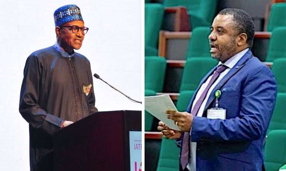 President Muhammadu Buhari and House of Reps Member, Chinedu Martins President Muhammadu Buhari and House of Reps Member, Chinedu Martins