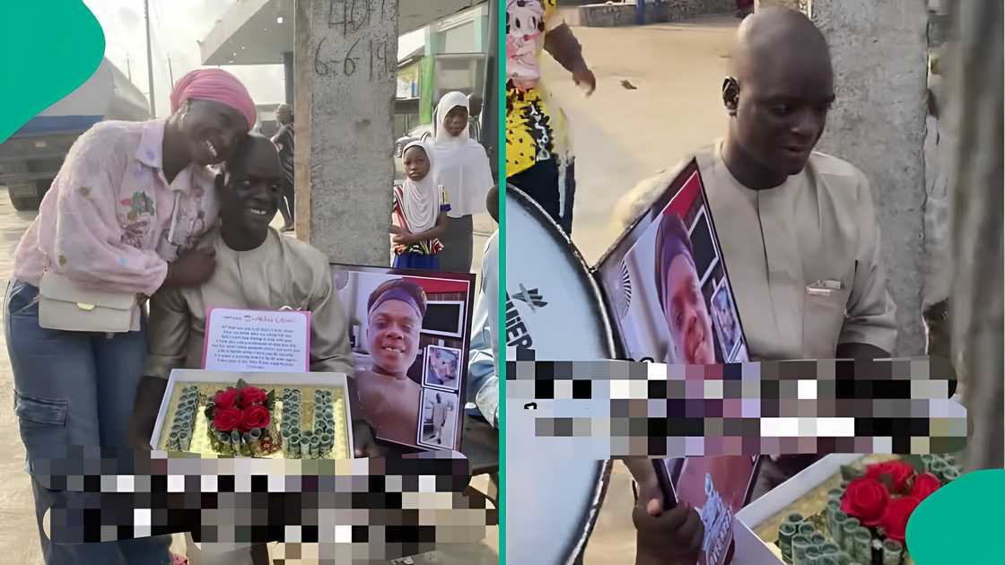 Nigerian wife surprises husband at bus stop with gifts and mini concert for birthday; video goes viral on TikTok, social media praises her thoughtful gesture. Nigerian wife surprises husband at bus stop with gifts and mini concert for birthday; video goes viral on TikTok, social media praises her thoughtful gesture.