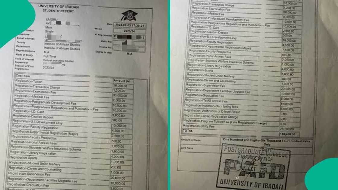 Master’s student at University of Ibadan reveals N186k paid, still owes N200k Master’s student at University of Ibadan reveals N186k paid, still owes N200k