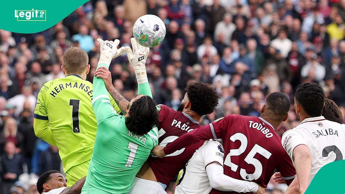 West Ham, Pablo, Arsenal, David Raya, Premier League, Football, London. West Ham, Pablo, Arsenal, David Raya, Premier League, Football, London.