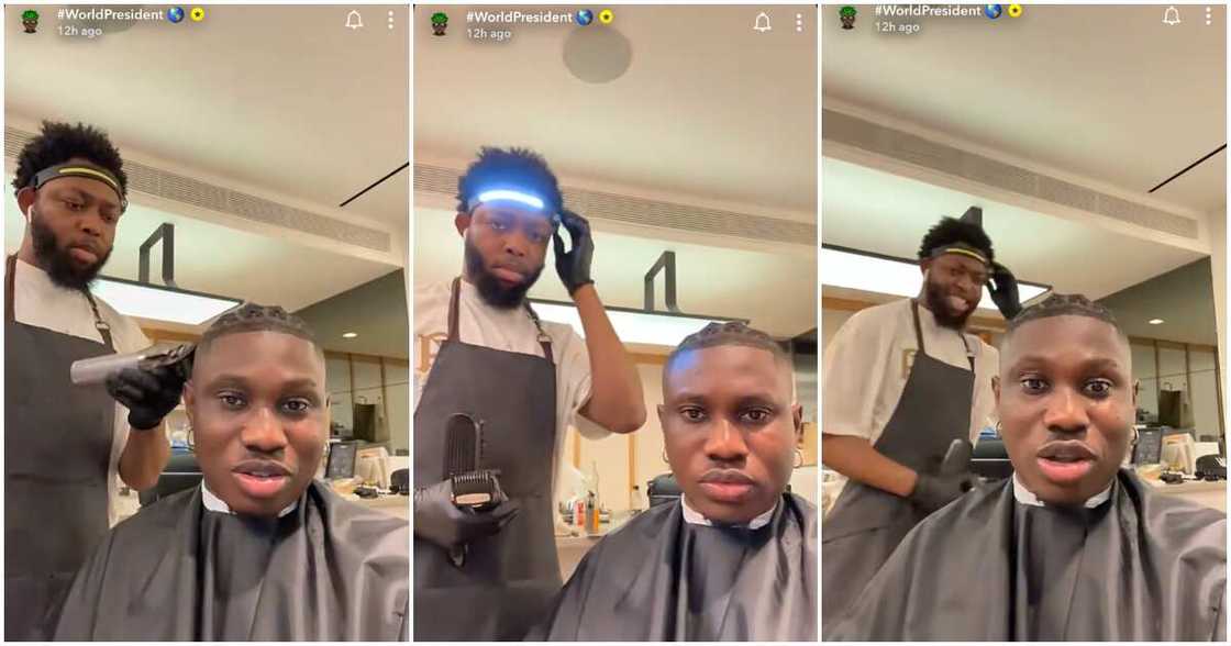 Zlatan Ibile gets haircut Zlatan Ibile gets haircut