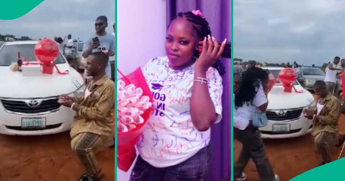 Nigerian Man Proposes To Girlfriend on her Sign-out Day, She Happily Accepts