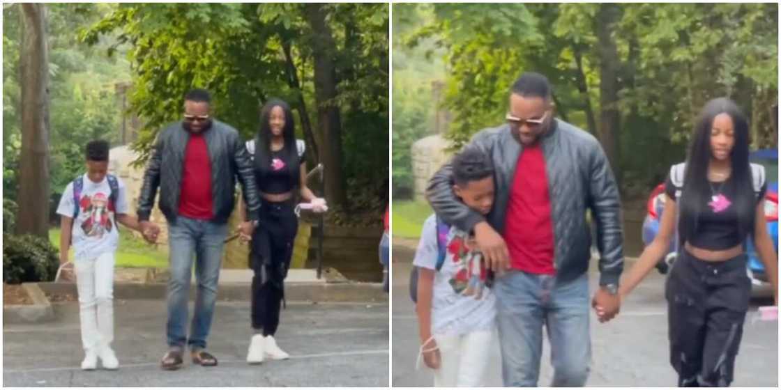 Actor Bolanle Ninalowo with his two children. Actor Bolanle Ninalowo with his two children.