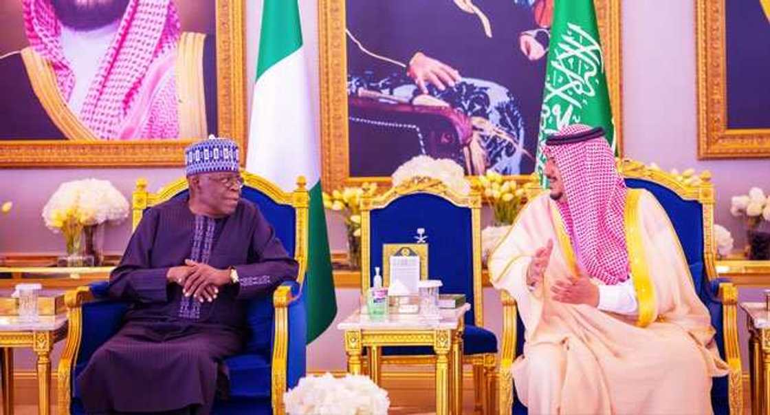 Shugaba Bola Ahmed Tinubu a Saudiyya. Shugaba Bola Ahmed Tinubu a Saudiyya.