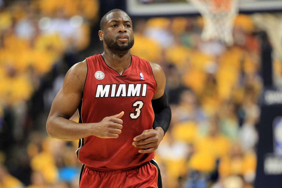 Dwyane Wade runs down court against the Indiana Pacers in 2013 Dwyane Wade runs down court against the Indiana Pacers in 2013