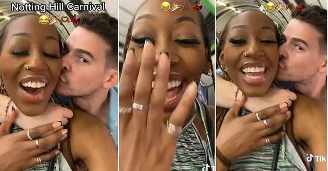 Black lady, oyinbo stranger, accepts proposal Black lady, oyinbo stranger, accepts proposal