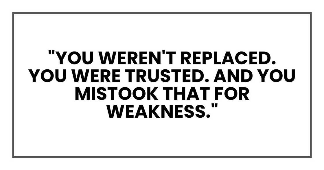 "You weren't replaced," I said. "You were trusted. And you mistook that for weakness."