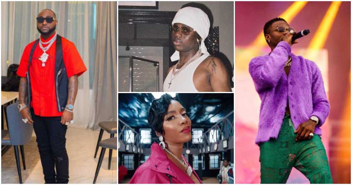 Davido, Wizkid, Tiwa Savage and Rema Davido, Wizkid, Tiwa Savage and Rema