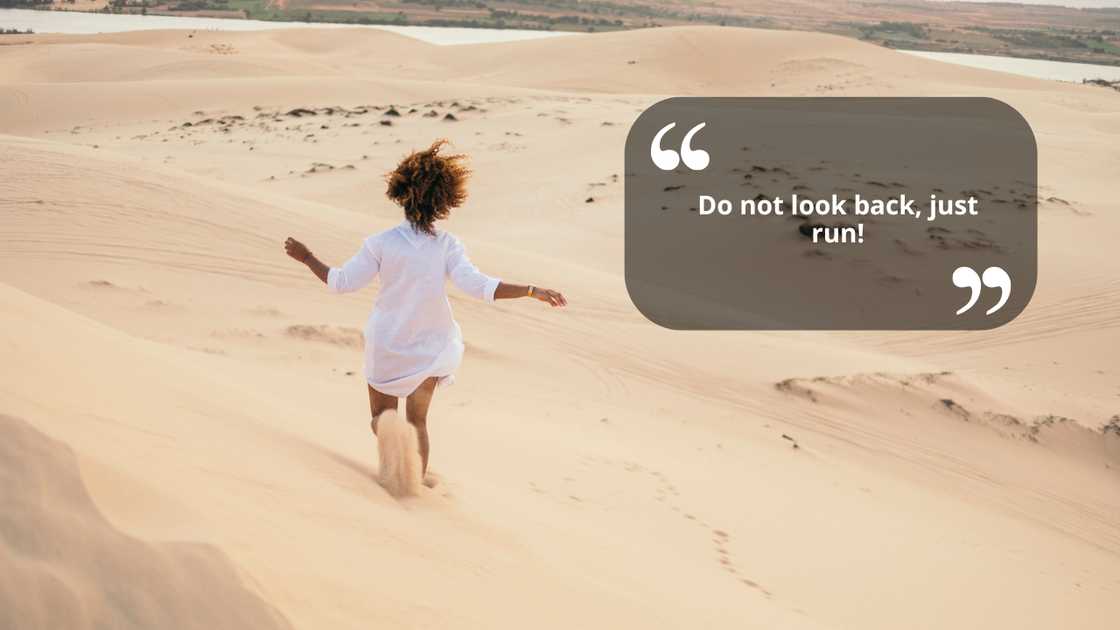 A terrified woman running A terrified woman running