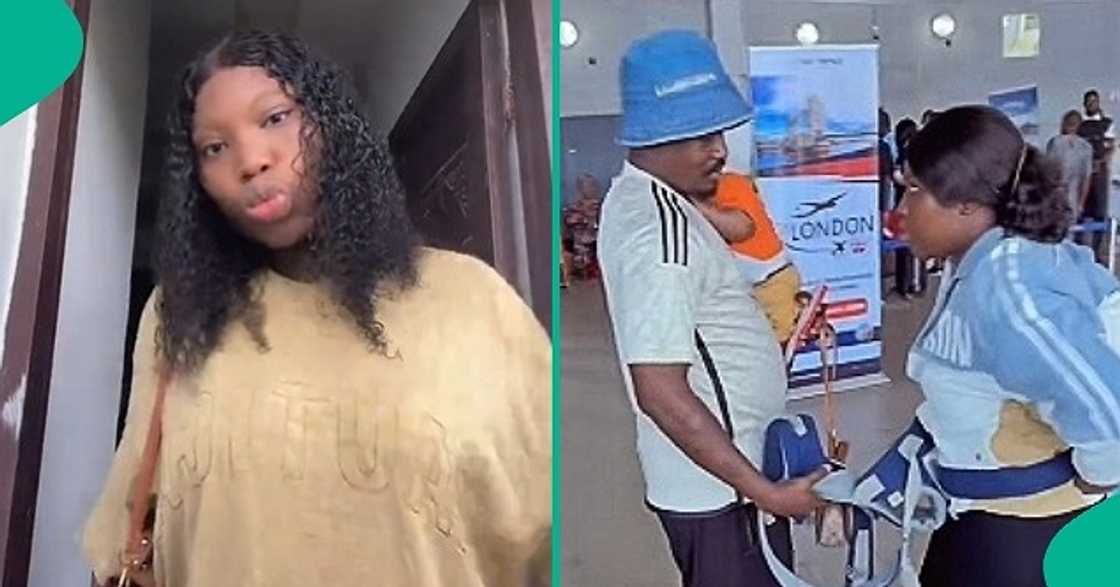 Lady who has been travelling by air after wedding hails husband Lady who has been travelling by air after wedding hails husband