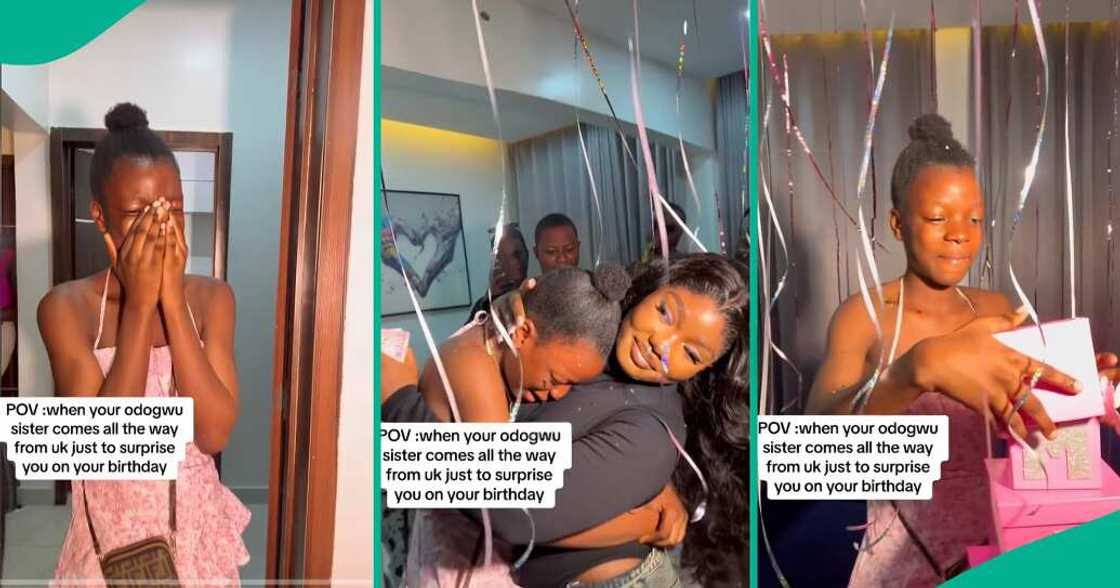 Nigerian lady surprised her younger sister by traveling all the way down to Nigeria to attend her birthday Nigerian lady surprised her younger sister by traveling all the way down to Nigeria to attend her birthday
