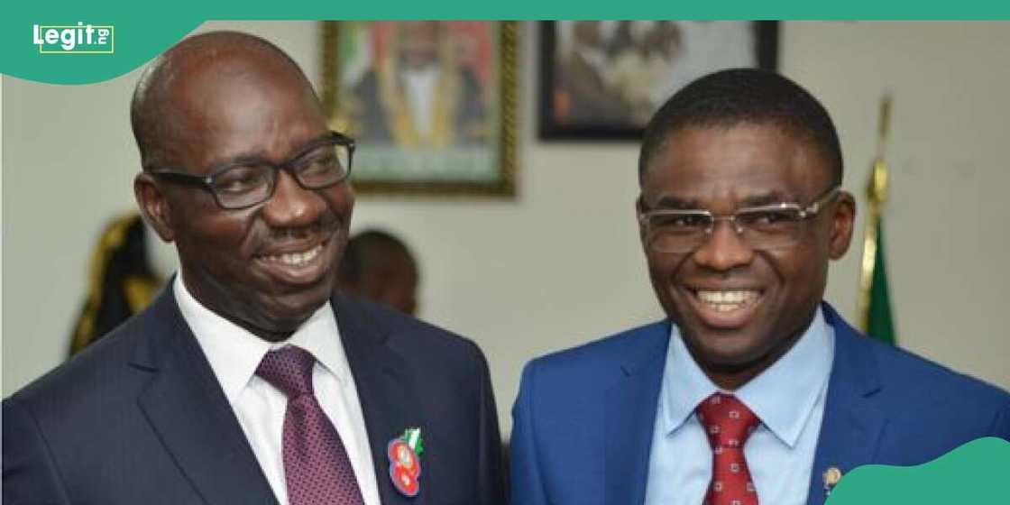 Governor of Edo State, Mr Godwin Obaseki, and his Deputy, Philip Shaibu Governor of Edo State, Mr Godwin Obaseki, and his Deputy, Philip Shaibu