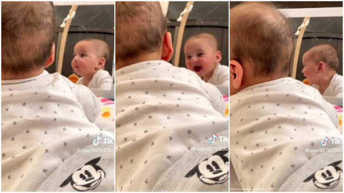 baby laughs hard after seeing self in mirror baby laughs hard after seeing self in mirror
