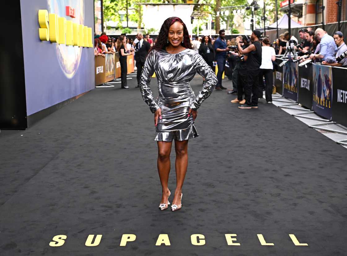 DJ Cuppy attends the UK premiere of "Supacell" at Odeon Luxe West End in London