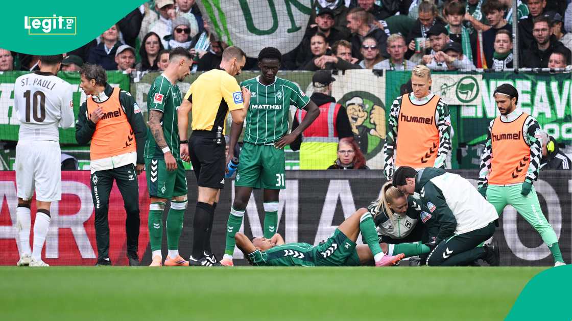 Felix Agu, Werder Bremen, St Pauli, Westerstadion, Bremen, Germany.