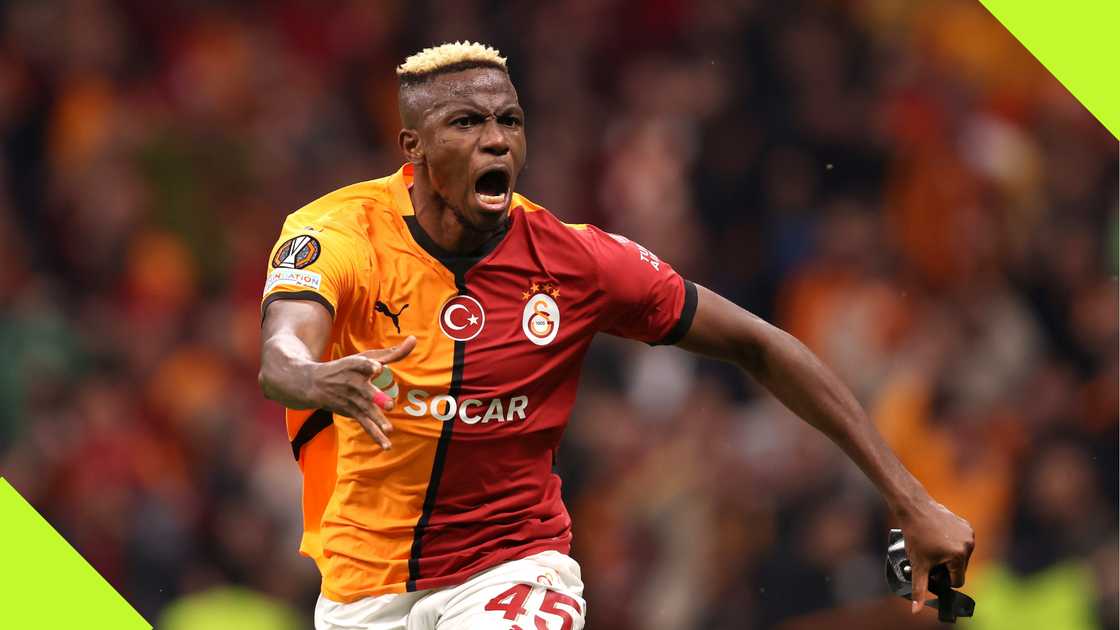 Victor Osimhen celebrates aft  scoring for Galatasaray