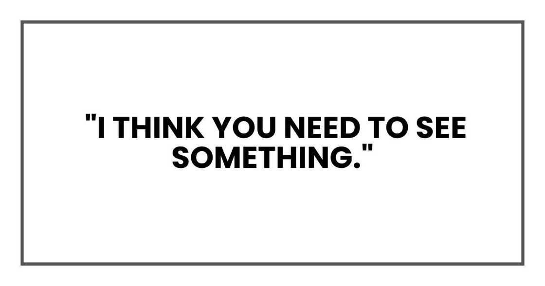I think you need to see something. I think you need to see something.