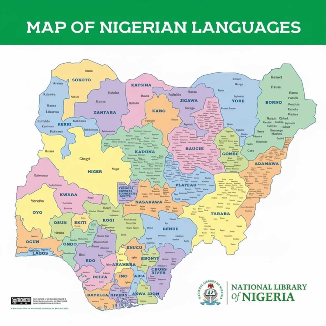 Nigeria’s language map shows where over 500 indigenous dialects are spoken nationwide.