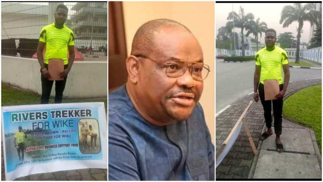 After Wike Gave Burna Boy Land, Young Man who Trekked for Gov Begs for Money to Start Business After Wike Gave Burna Boy Land, Young Man who Trekked for Gov Begs for Money to Start Business