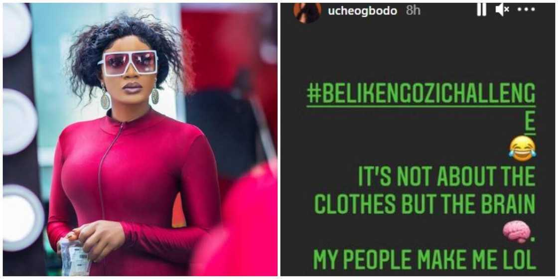 Uche Ogbodo shares thoughts on #BeLikeNgozichallenge, says it's about brain not clothes Uche Ogbodo shares thoughts on #BeLikeNgozichallenge, says it's about brain not clothes