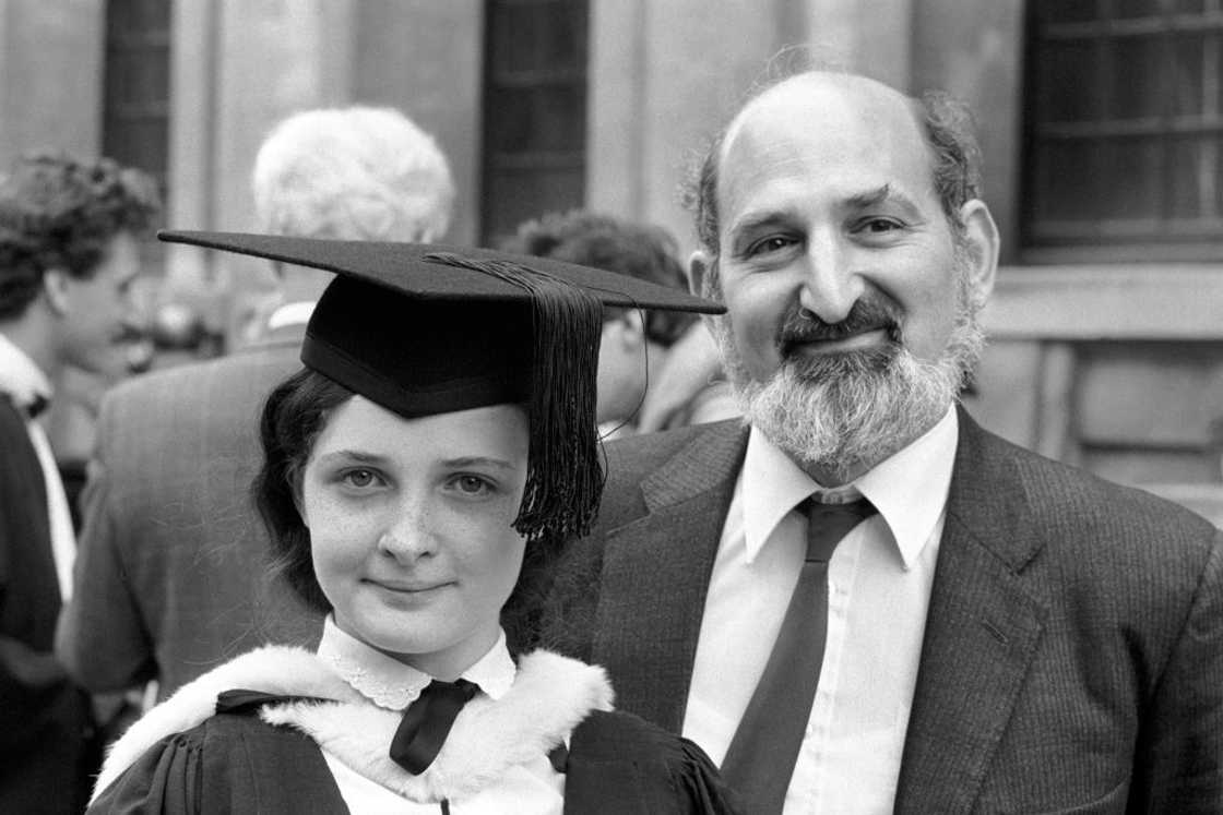 Ruth Lawrence with her father Harry at Oxford University. Ruth Lawrence with her father Harry at Oxford University.