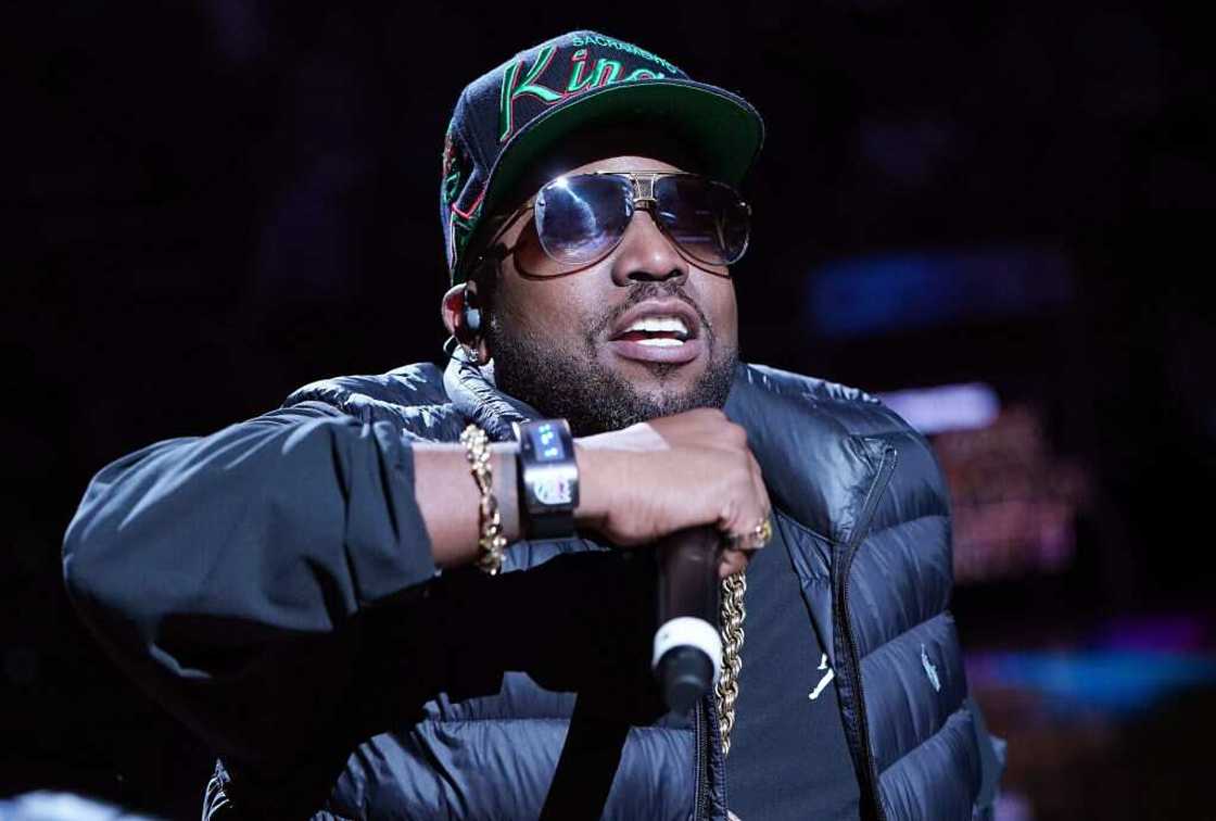 Big Boi performs at halftime of an NBA basketball game between the Milwaukee Bucks and Sacramento Kings at Golden 1 Center