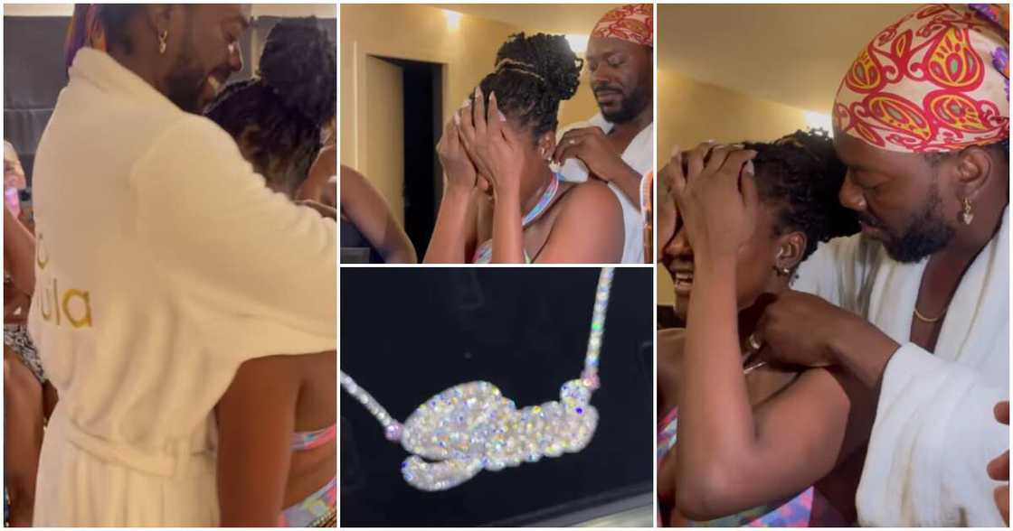 Adekunle Gold celebrates Simi on 35th birthday, gives her diamond chain. Adekunle Gold celebrates Simi on 35th birthday, gives her diamond chain.