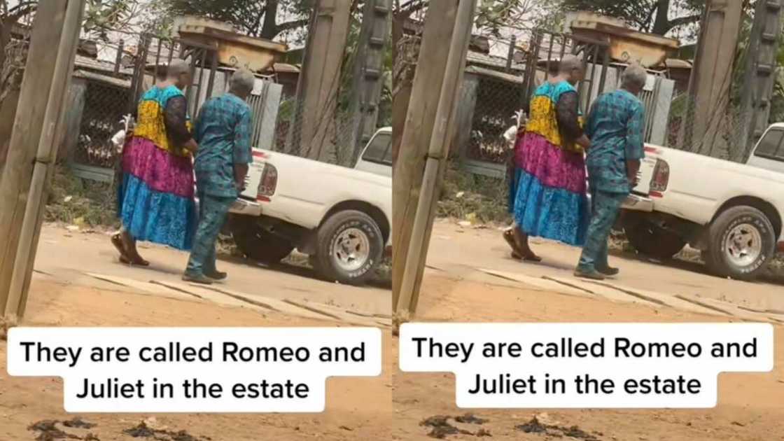 Old Nigerian couple having a nice time on the street Old Nigerian couple having a nice time on the street