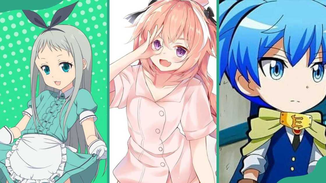 Anime femboy characters: ; From (L-R) Hideri Kanzaki, Astolfo, and Nagisa Shiota