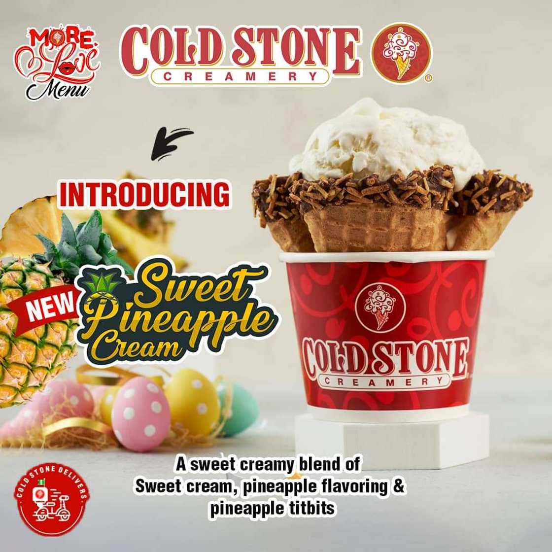 Cold Stone, Sweet Pineapple Cream, Coconut Custard Cream Flavours Cold Stone, Sweet Pineapple Cream, Coconut Custard Cream Flavours