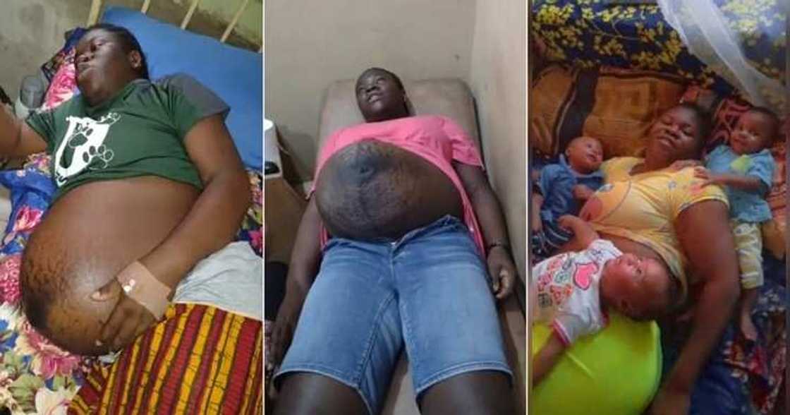 Woman who gave birth to triplets displays her baby bump Woman who gave birth to triplets displays her baby bump