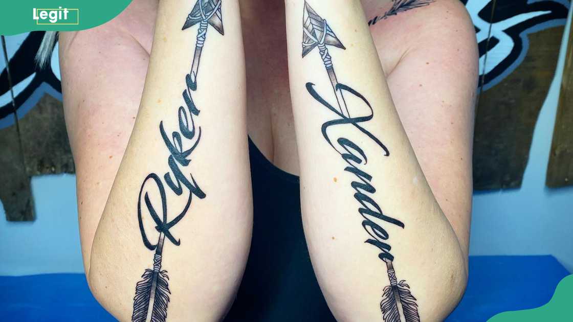 Arrow kids' name tattoo