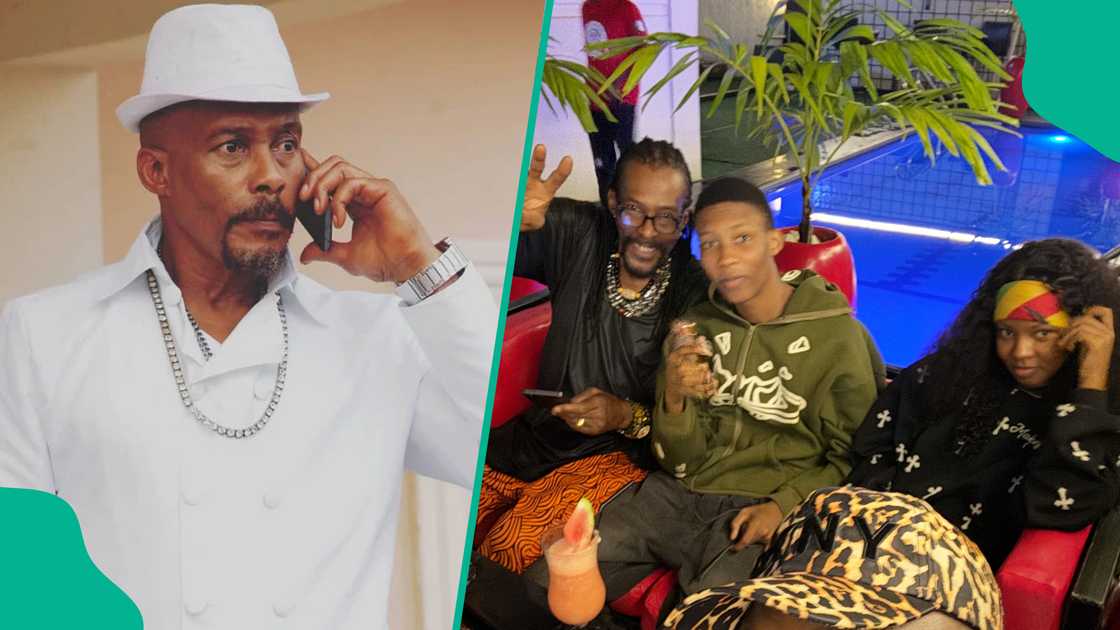Nollywood actor Hanks Anuku spotted with his children in rare video.