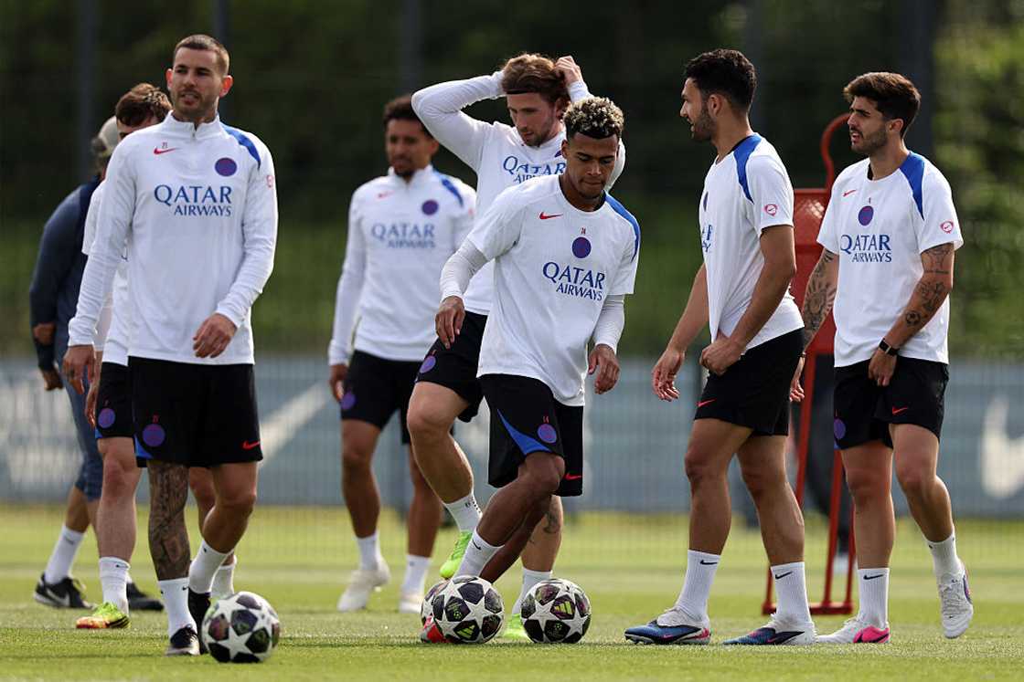 Paris Saint-Germain's French players training Paris Saint-Germain's French players training