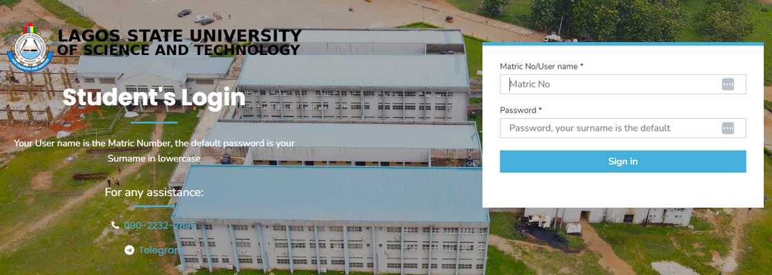 The LASUSTECH portal home page The LASUSTECH portal home page