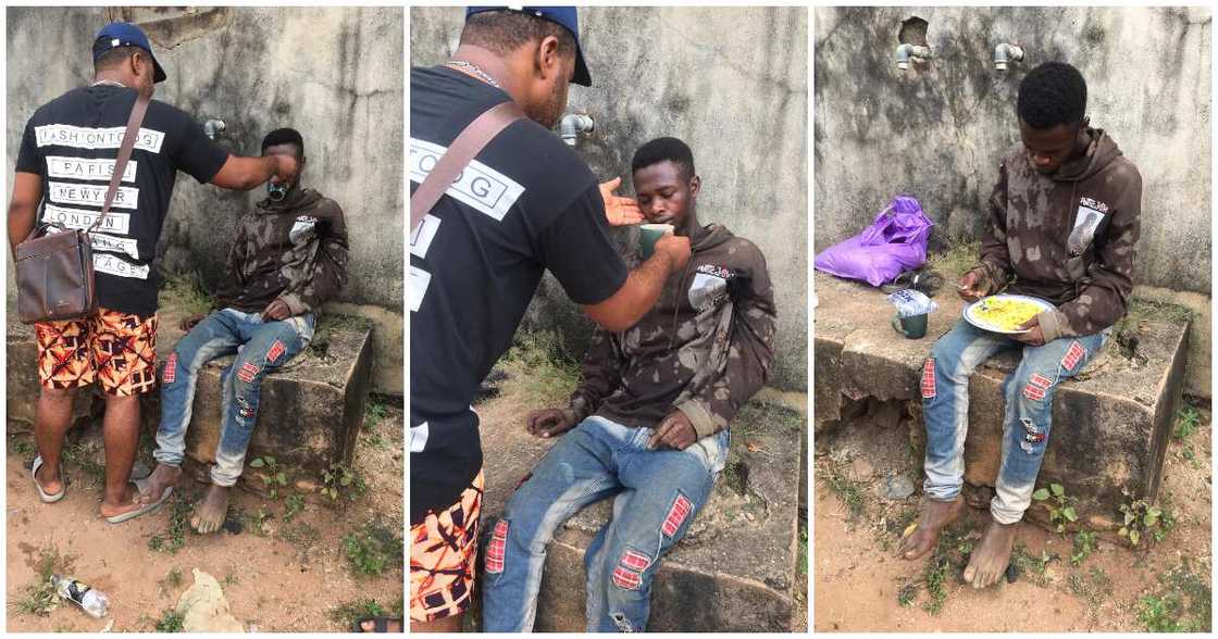 Anoda Mirakle, Akachukwu, man faints on road, man who hasn't eaten in two days Anoda Mirakle, Akachukwu, man faints on road, man who hasn't eaten in two days