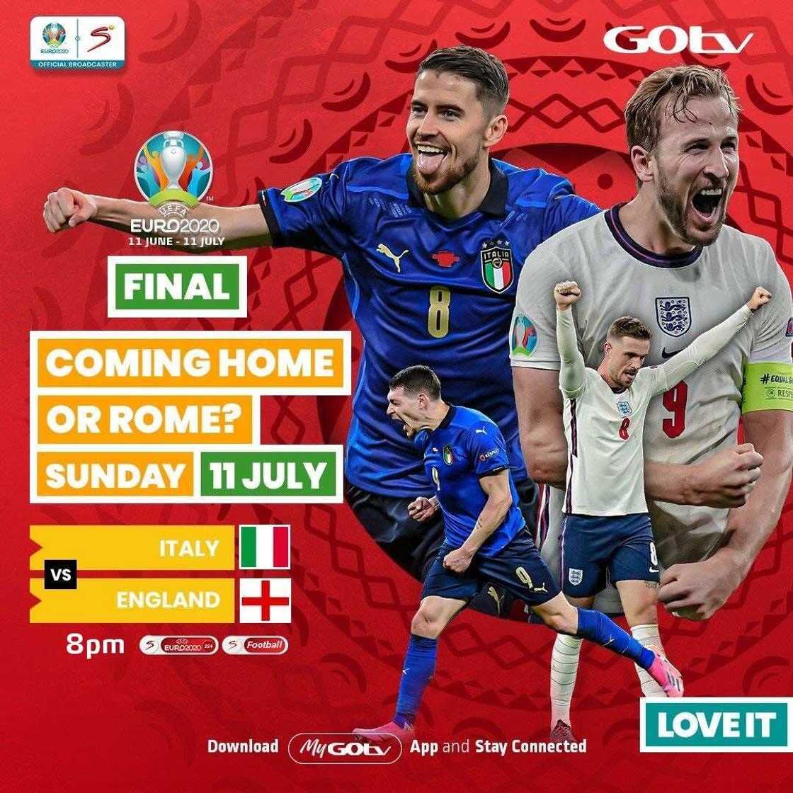 England vs Italy UEFA Euro 2020 Final LIVE on DStv, GOtv England vs Italy UEFA Euro 2020 Final LIVE on DStv, GOtv