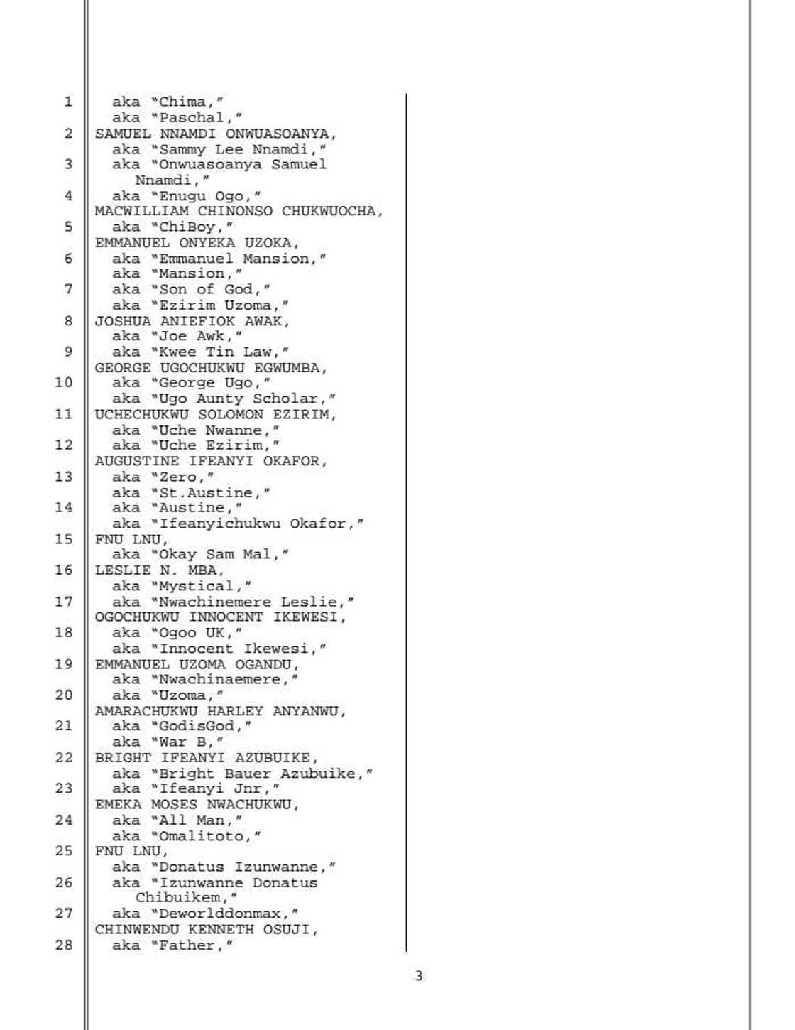 FBI: Full list of 80 Nigerians raided in the US for alleged fraud FBI: Full list of 80 Nigerians raided in the US for alleged fraud