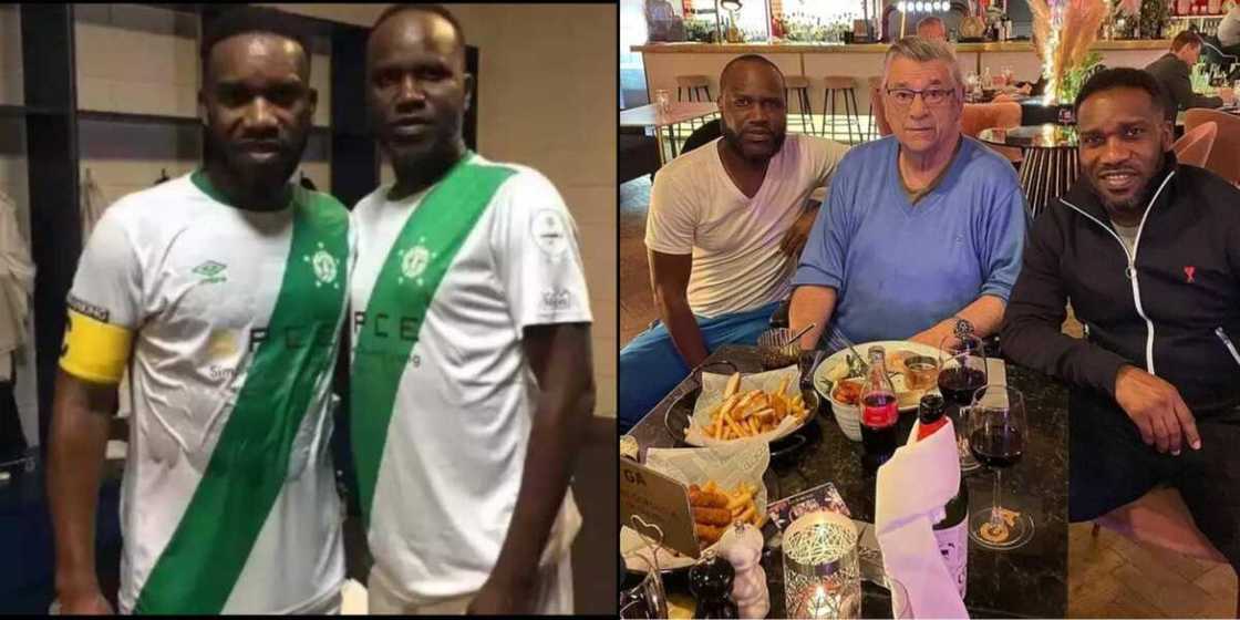 Rare Photo of Okocha And His Lookalike Brother Emerges As They Reunite With Westerhof in London Rare Photo of Okocha And His Lookalike Brother Emerges As They Reunite With Westerhof in London