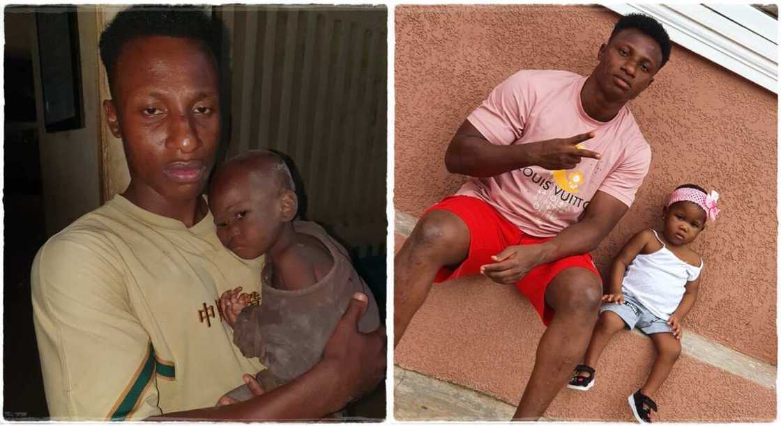 Photos of Ben Kingsley Nwashara and the baby he piced by the roadside. Photos of Ben Kingsley Nwashara and the baby he piced by the roadside.