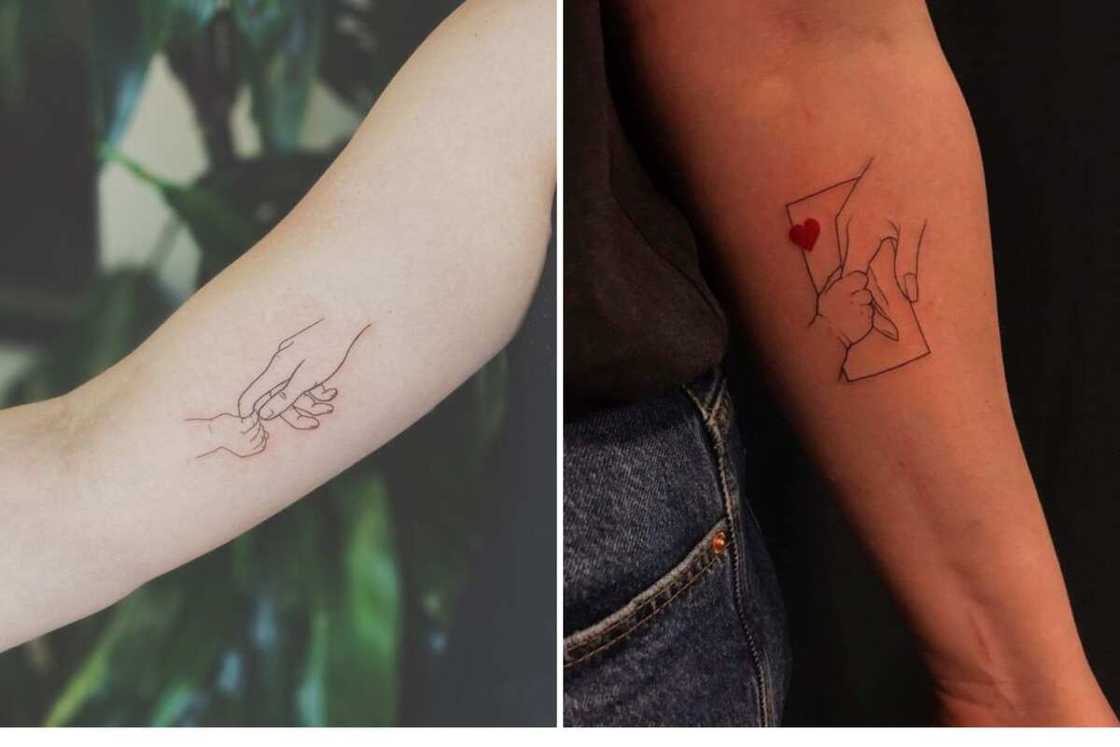 Mom and son matching tattoos