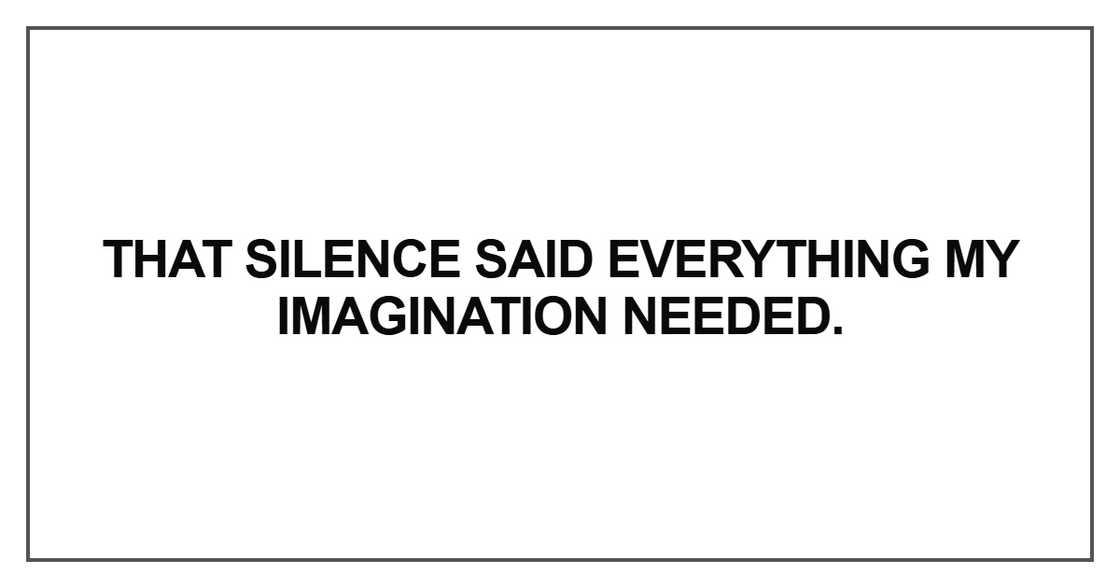 That silence said everything my imagination