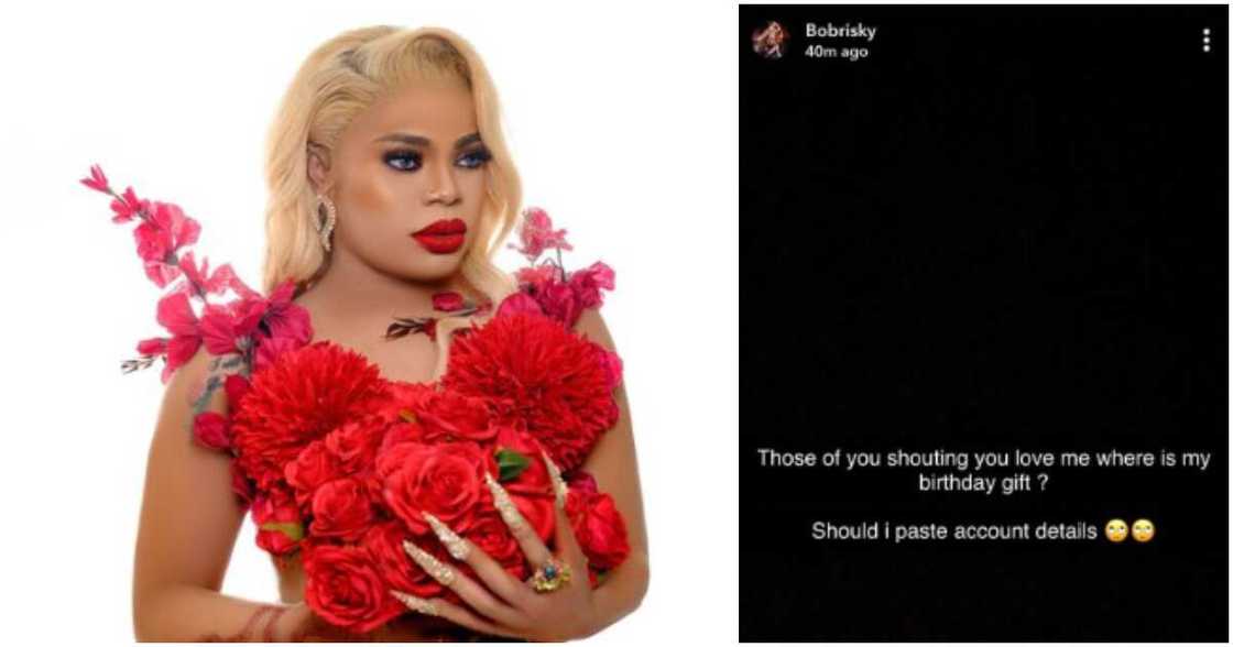 Bobrisky asks for birthday gifts from fans. Bobrisky asks for birthday gifts from fans.
