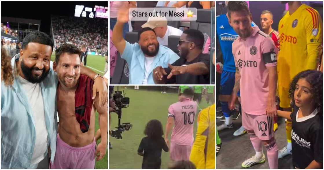 DJ Khaled's family meet footballer Messi. DJ Khaled's family meet footballer Messi.