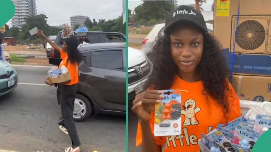 Lady spotted selling in traffic after graduation