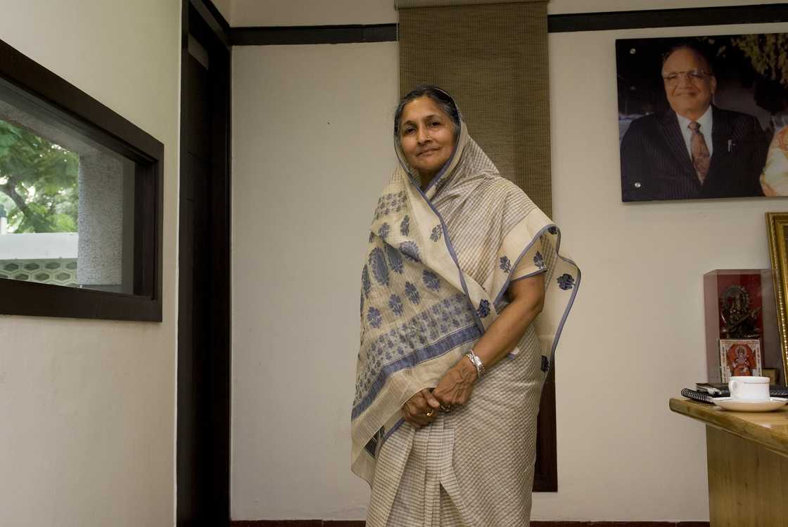 Savitri Jindal during an election campaign in New Delhi