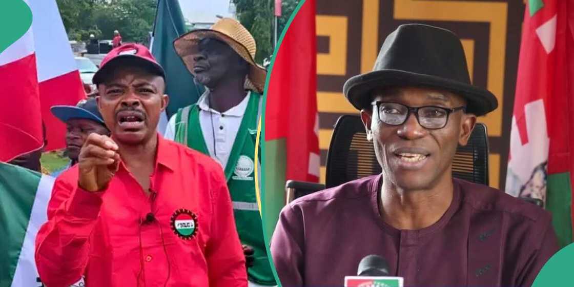 LP chairman Abure tackles NLC president Joe Ajaero after proests at the party's secretatira LP chairman Abure tackles NLC president Joe Ajaero after proests at the party's secretatira